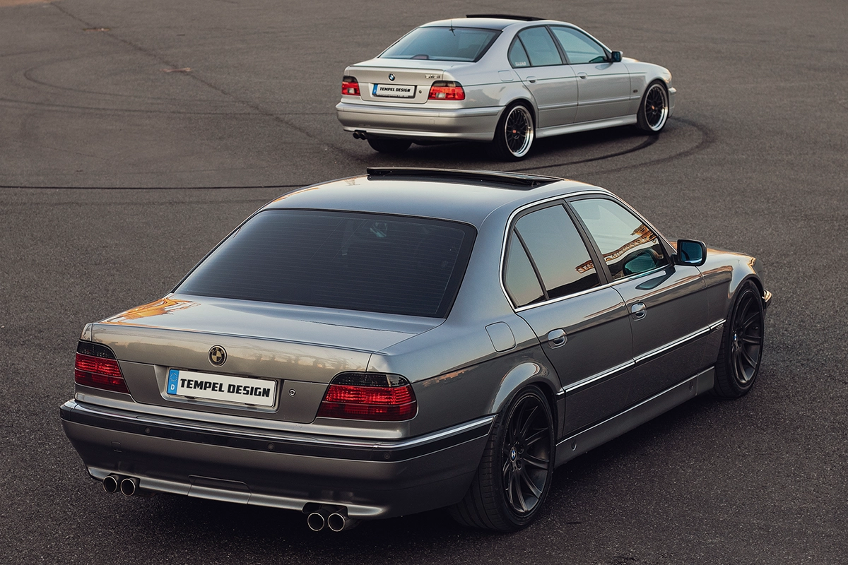 Fotografie von klassischen BMW E38 und E39 Tuning Modellen